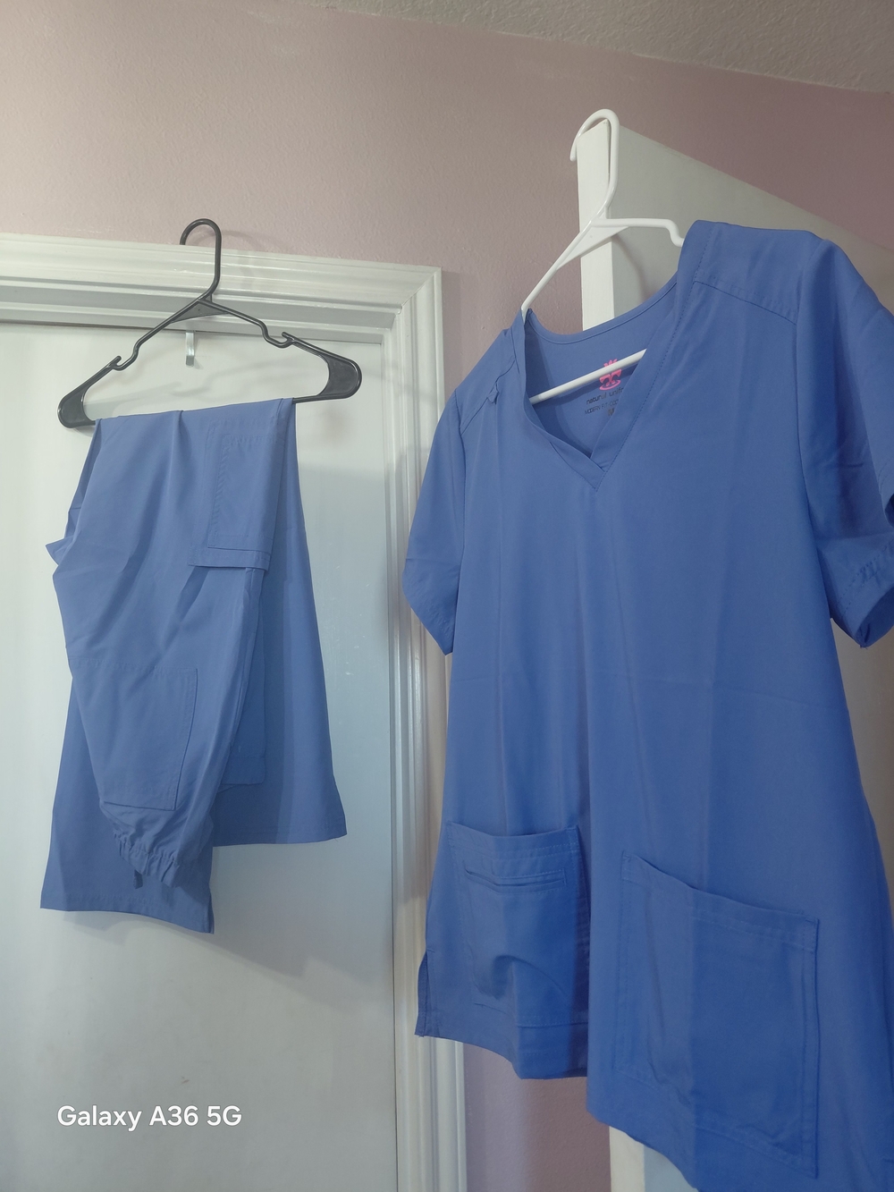 Women's Blue V-Neck Scrub Jogger Pants